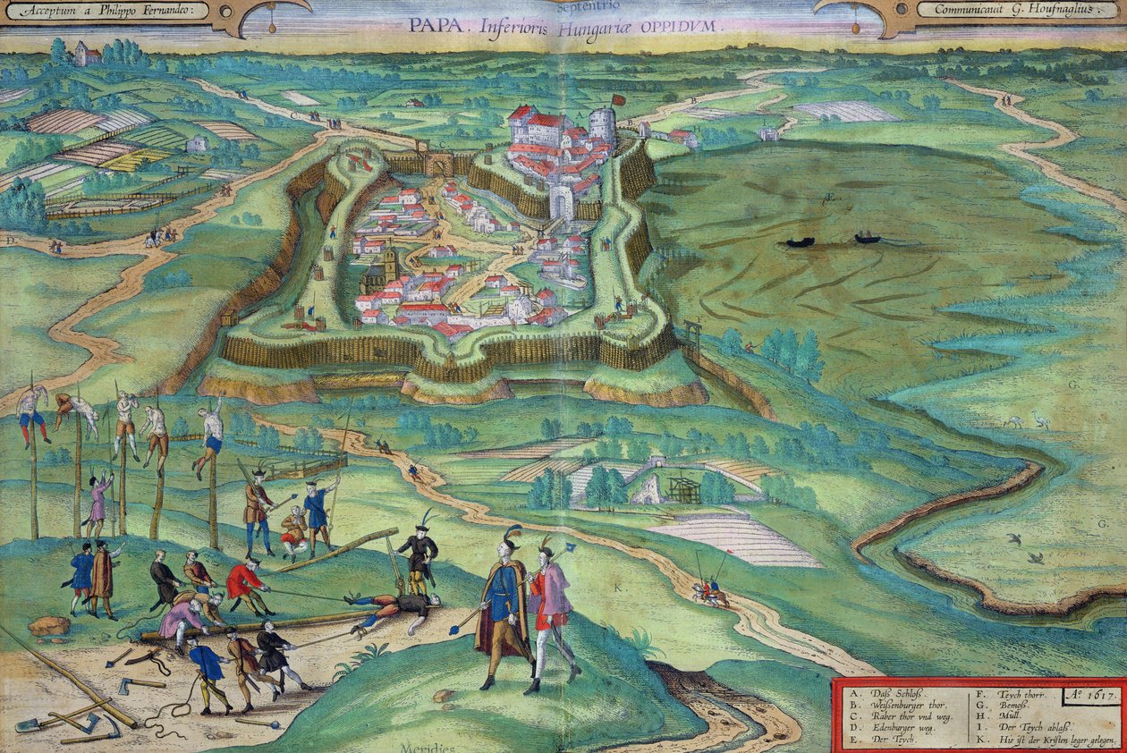 Mapa de Papa, de "Civitates Orbis Terrarum" de Georg Braun (1541-1622) y Frans Hogenberg (1535-90) 1617 (grabado en color) de Joris (after) Hoefnagel