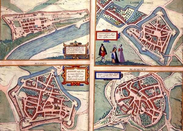 Mapas de Charlemont, Landrechies, Avesnes y Beaumont, de 