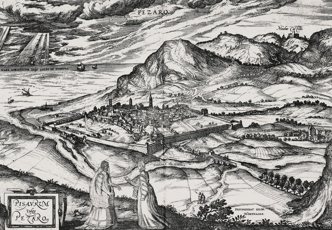 Ciudad de Pesaro, grabado por Joris Hoefnagel (1542-1601) de Joris Hoefnagel