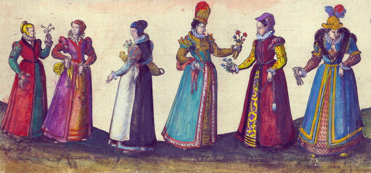 Mujeres inglesas de la era isabelina, 1598 de Joris Hoefnagel