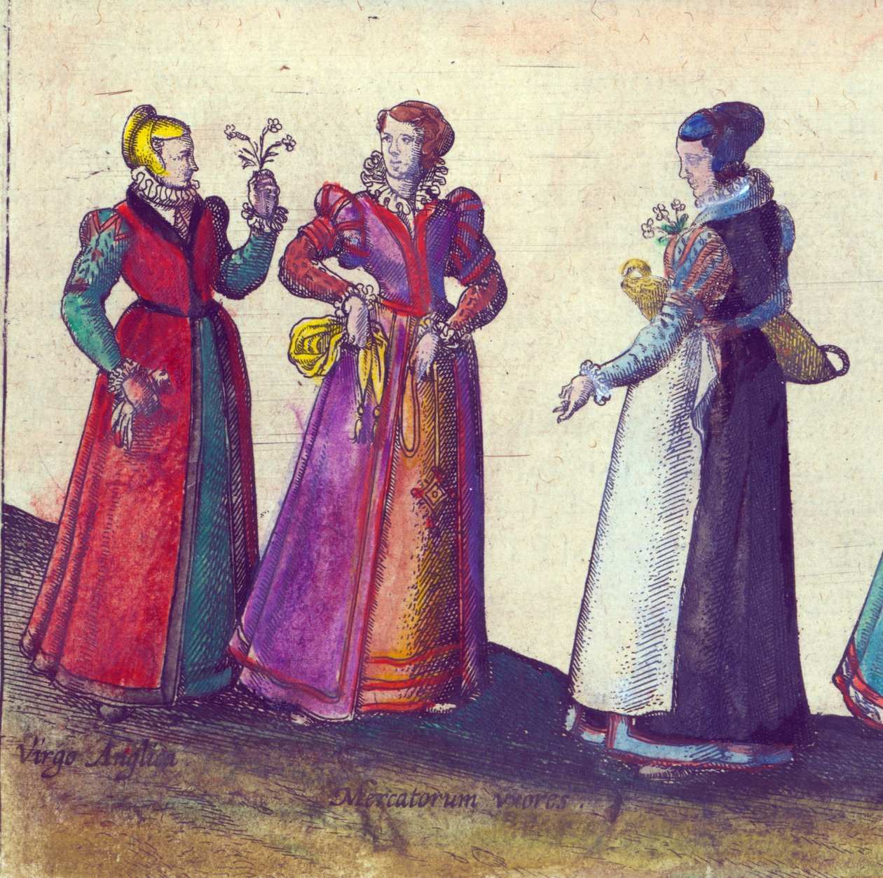 Mujeres inglesas de la era isabelina, 1598 de Joris Hoefnagel