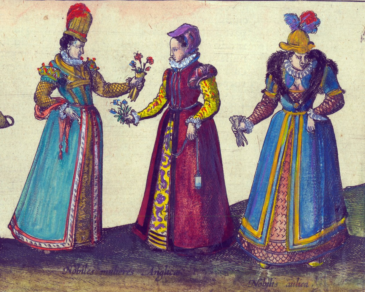 Mujeres inglesas de la era isabelina, 1598 (detalle) de Joris Hoefnagel