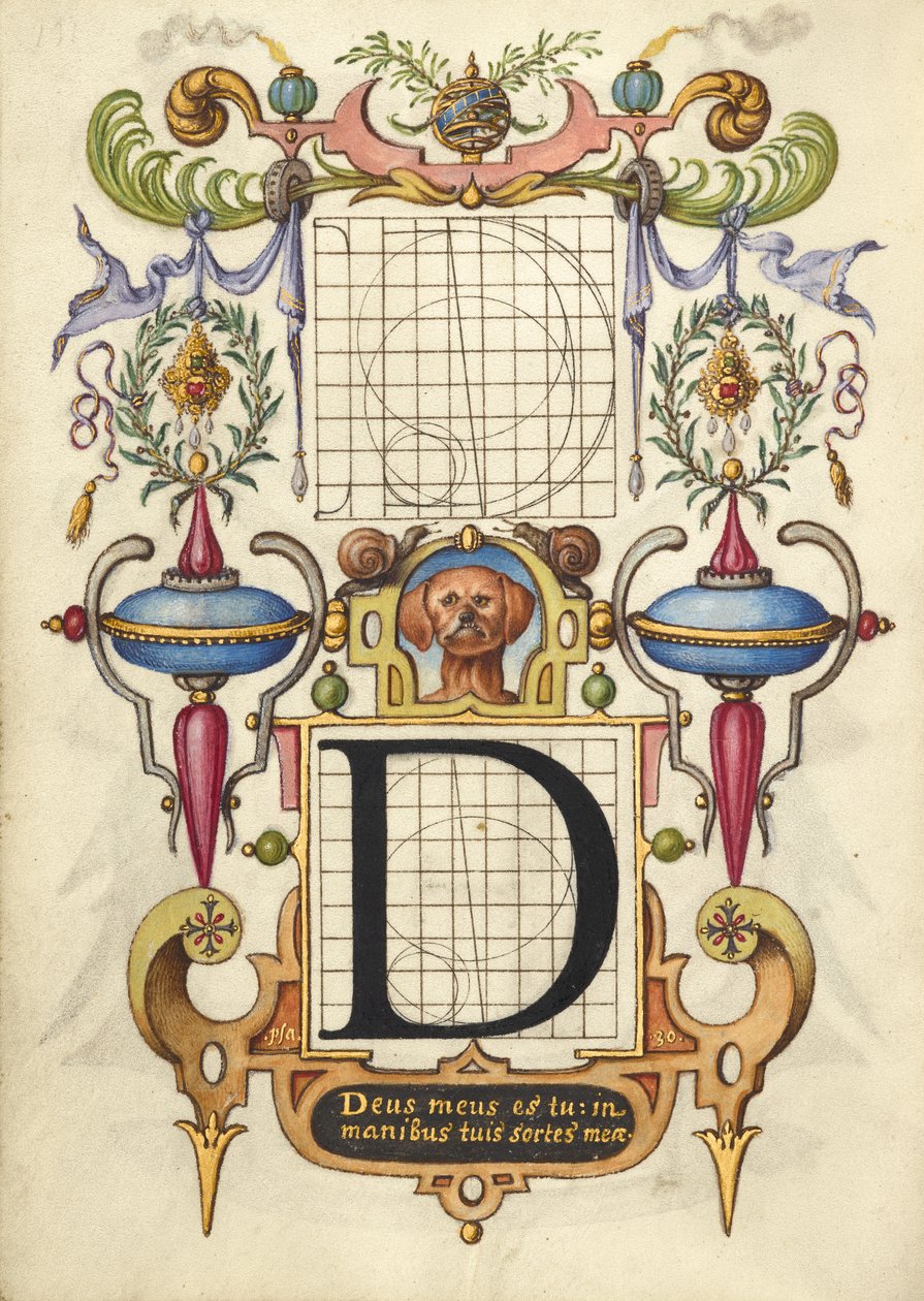 Anleitung zum Konstruieren des Buchstabens D de Joris Hoefnagel