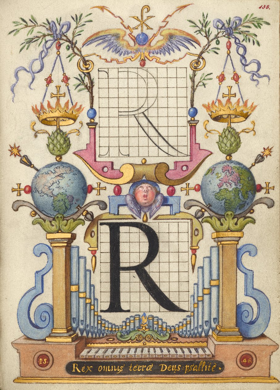Guía para construir la letra R de Joris Hoefnagel