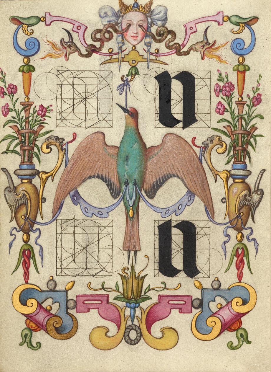 Anleitung zum Konstruieren der Buchstaben u und v de Joris Hoefnagel