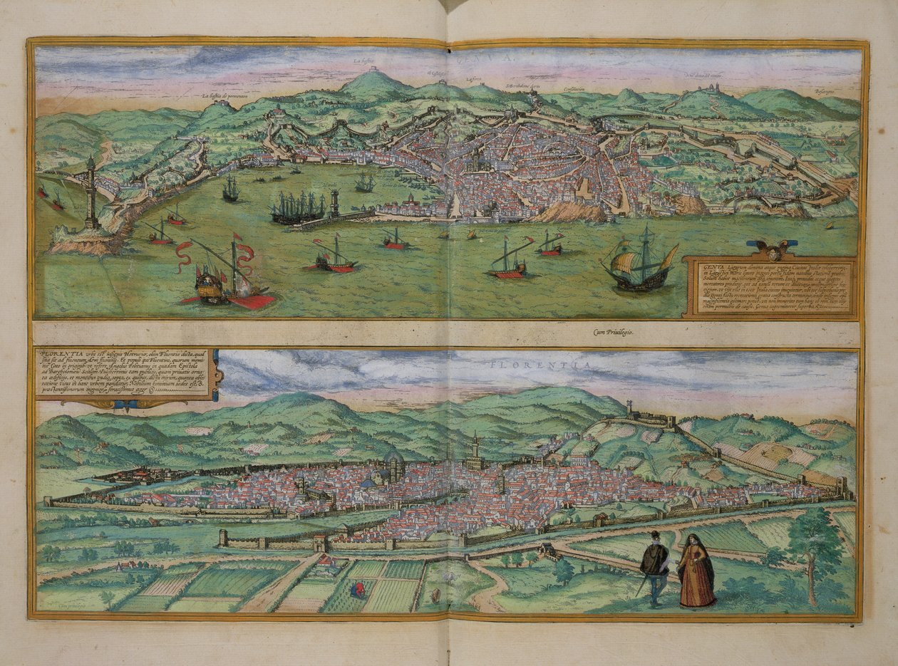 Mapa de Génova y Florencia, de 