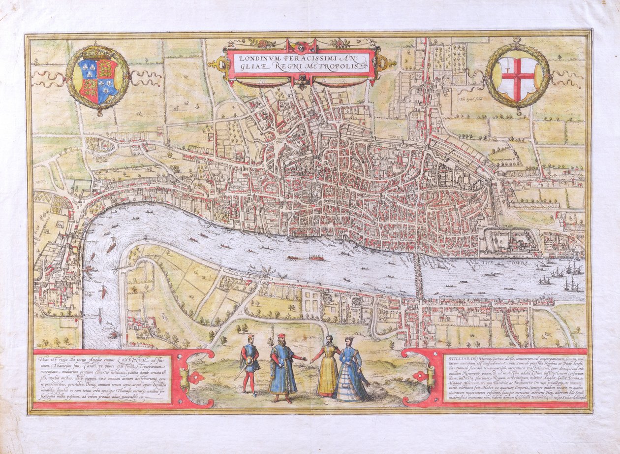 Mapa de Londres, de Civitates Orbis Terrarum, por Georg Braun (1542-1622) y Frans Hogenburg (1635-90), c.1572 de Joris Hoefnagel