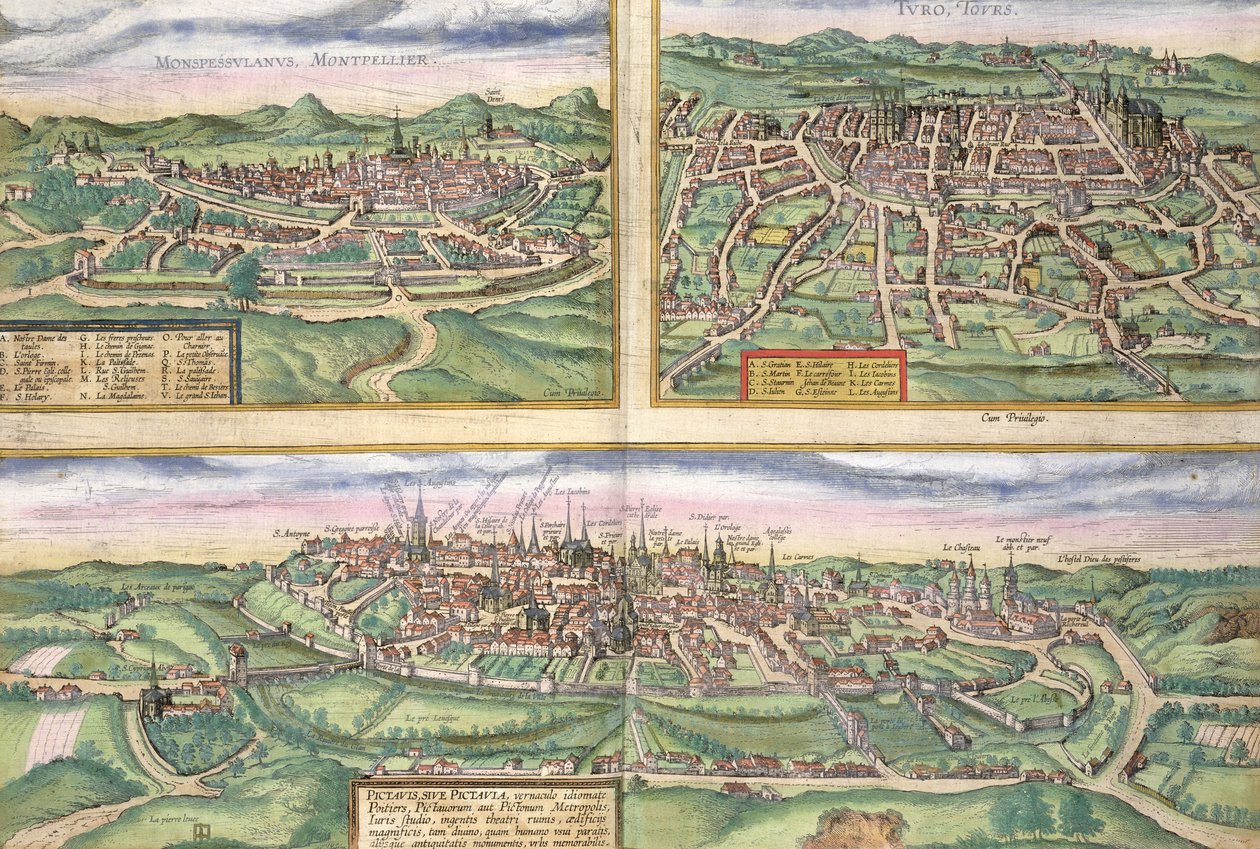 Mapa de Montpellier, Tours y Poitiers, de 