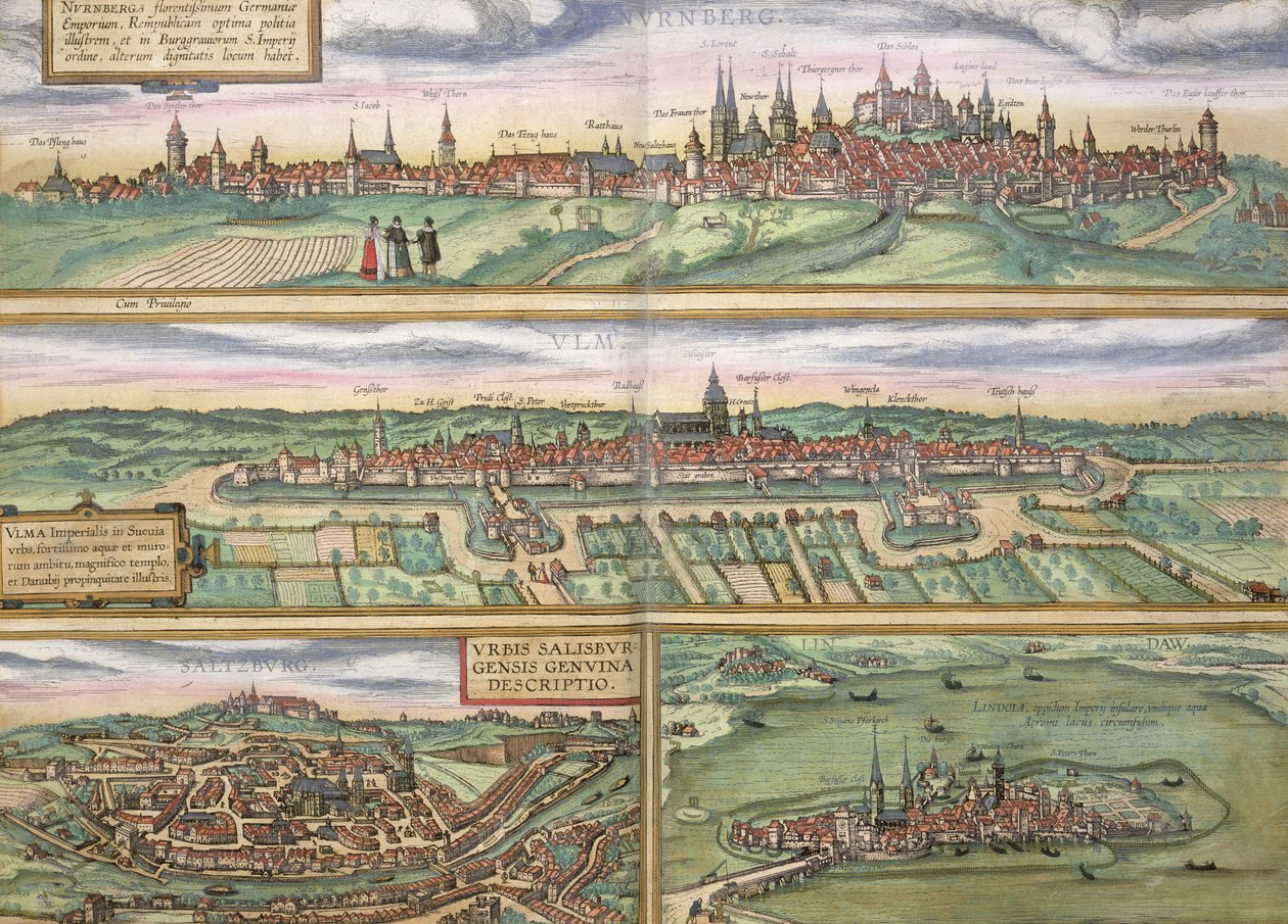 Mapa de Nuremberg, Ulm y Salzburgo, de 