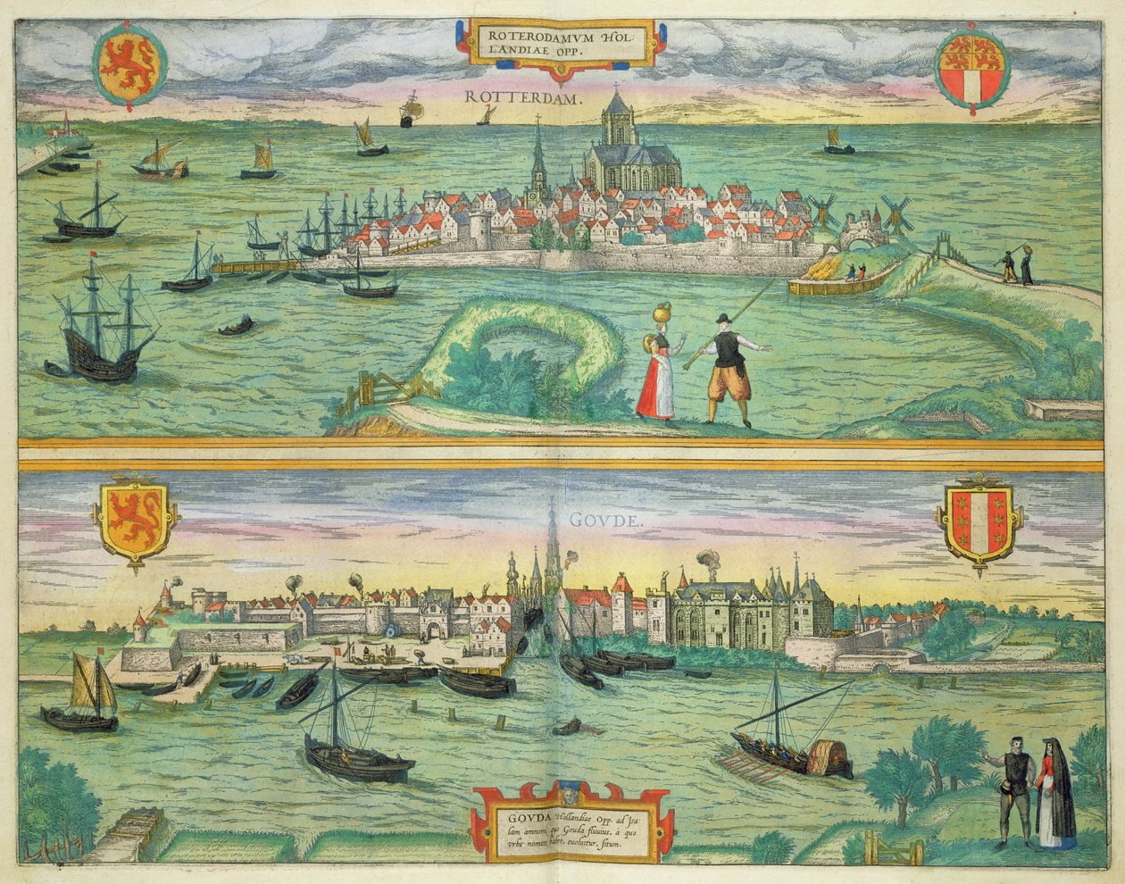 Mapa de Róterdam y Gouda, de 