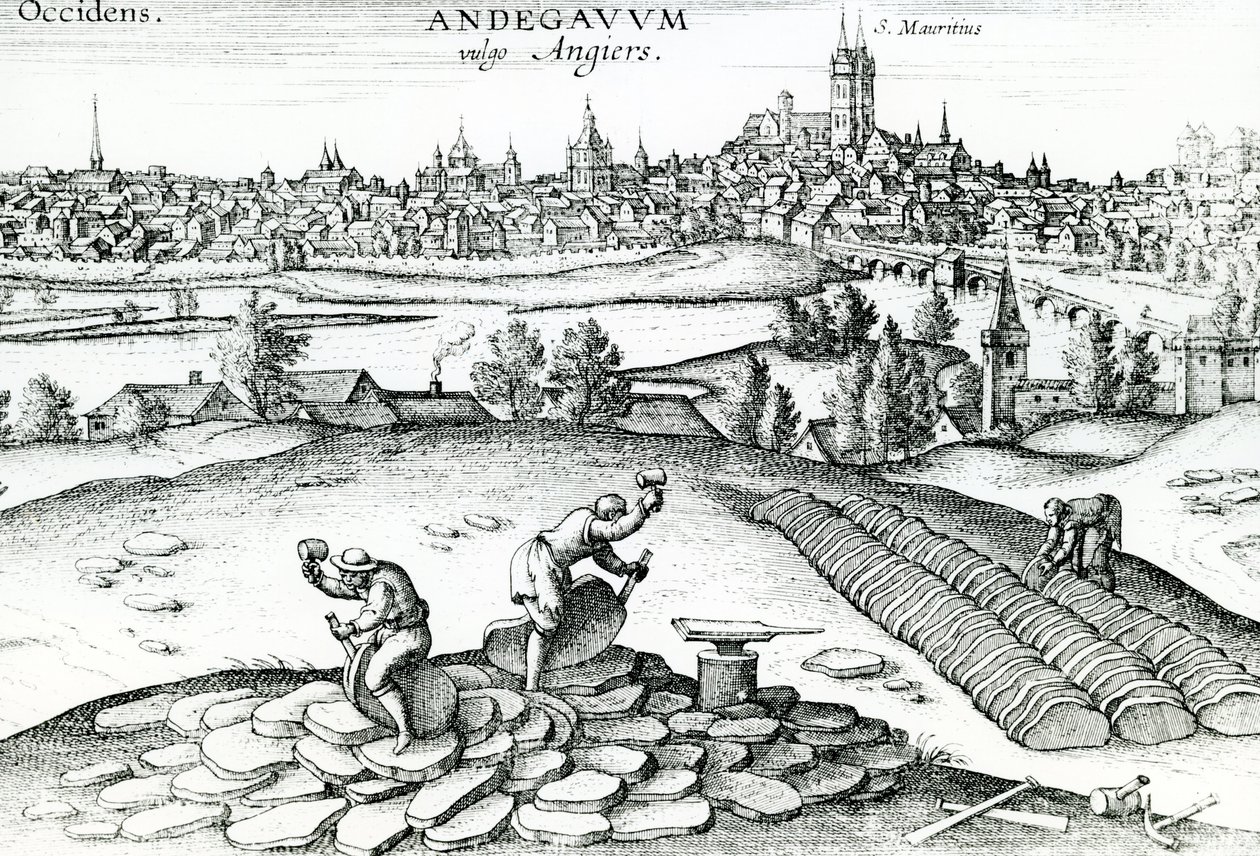 Cantera de pizarra en Angers, 1561 de Joris Hoefnagel