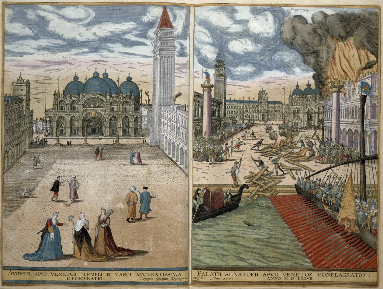 Vista de San Marco y el Palacio Ducal en llamas, de 
