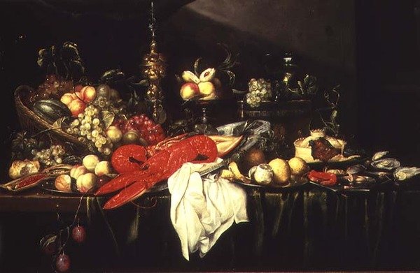 Naturaleza muerta con langosta de Joris van (school of) Son
