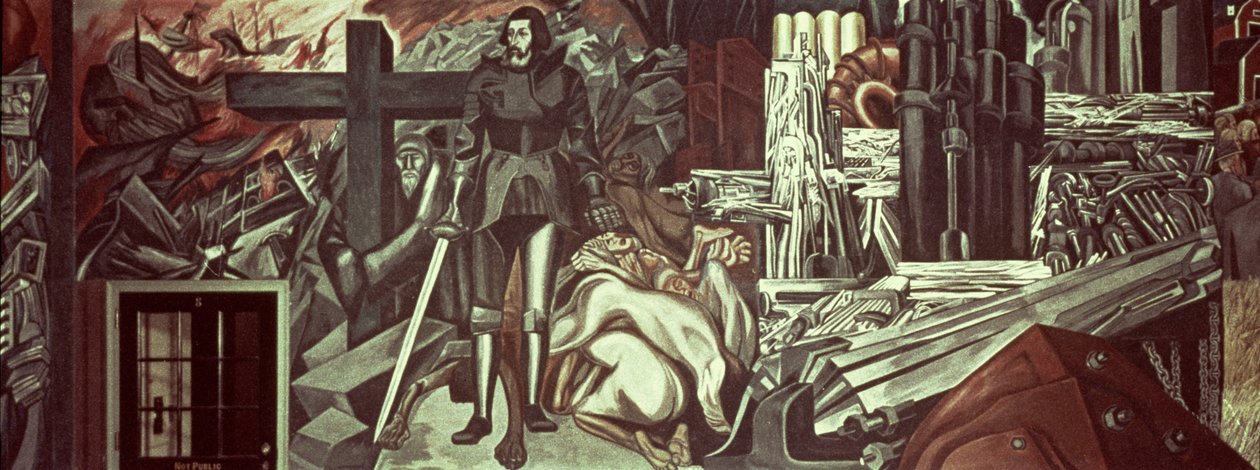 Cortez y la Cruz, de La Epopeya de la Civilización Americana de José Clemente Orozco