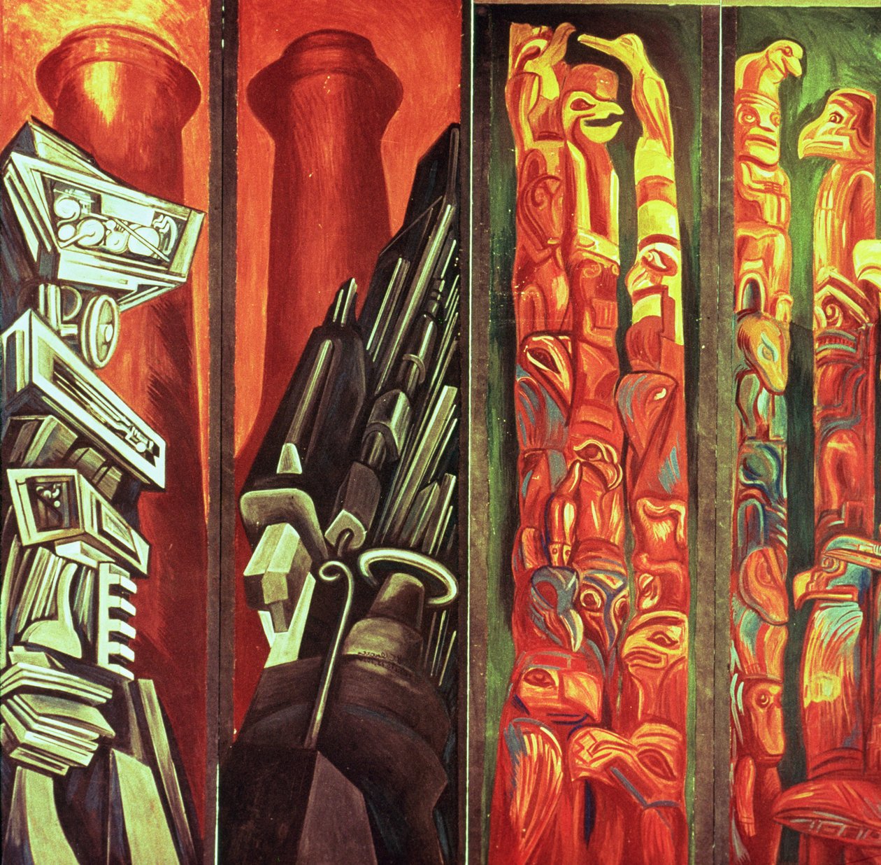 Panel decorativo III, de La Epopeya de la Civilización Americana de José Clemente Orozco