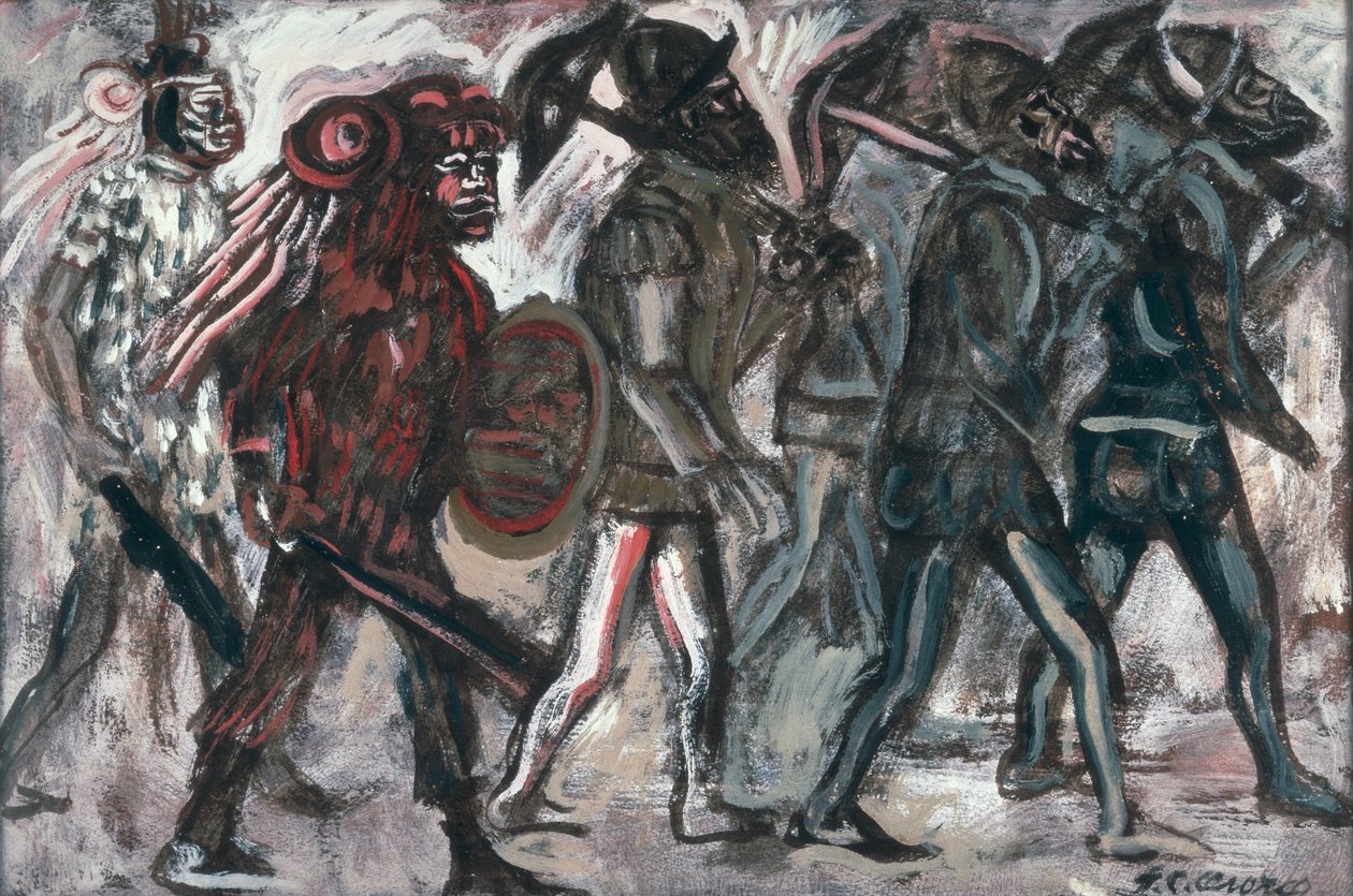 Los Teules, c.1945 (gouache sobre papel) de José Clemente Orozco