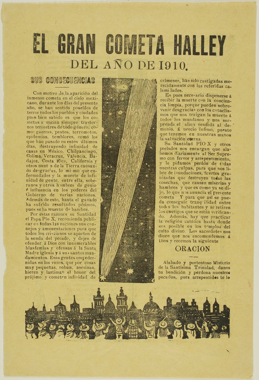 El Gran Cometa de Halley, 1899, publicado en 1910 de José Guadalupe Posada