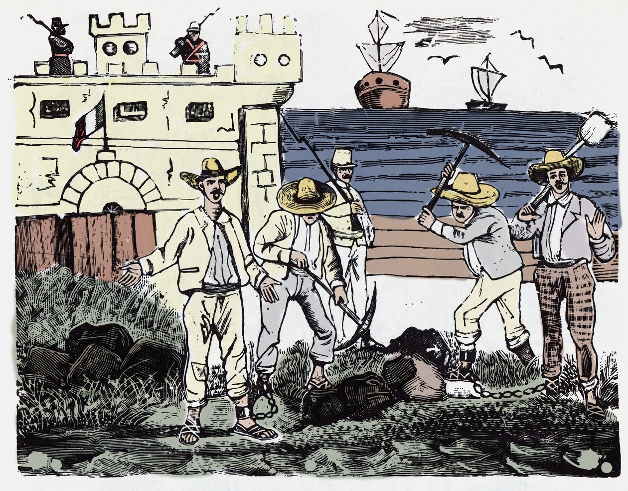 La Revolución Mexicana (1910-1920): Grupos de prisioneros en trabajos forzados - Xilografía de José Guadalupe Posada (1852-1913) de José Guadalupe Posada