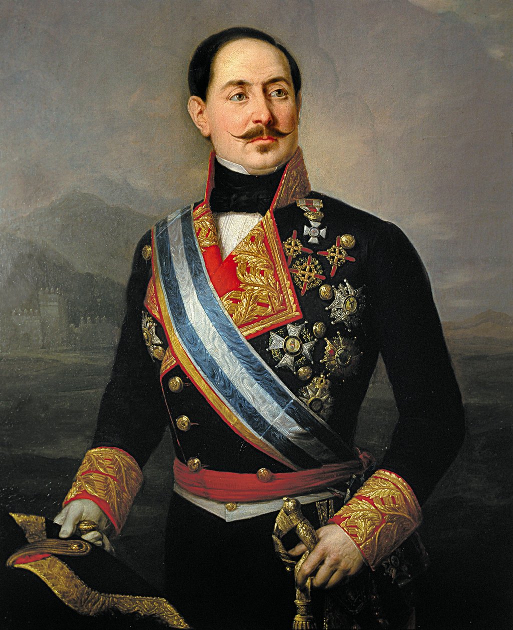 Retrato de Francisco Serrano y Domínguez (1810-1885), militar y político español, líder de la Unión Liberal, presidente de la primera república en 1874 de José María Romero y López