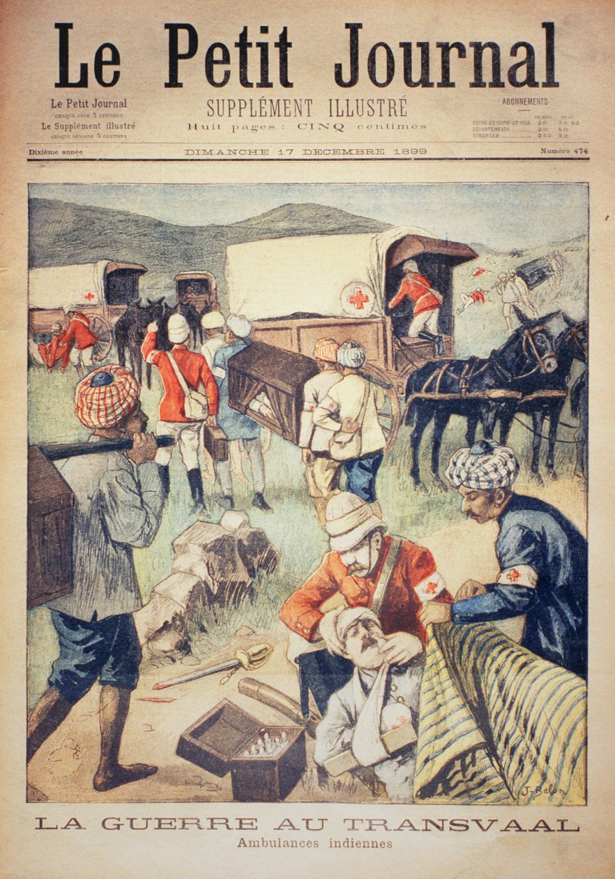 La guerra en el Transvaal: ambulancias indias, portada de Le Petit Journal, 17 de diciembre de 1899 de Jose Belon