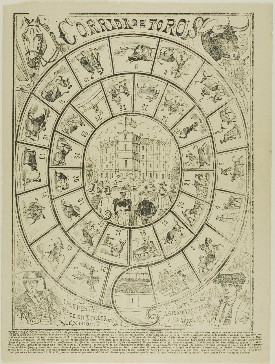 Juego de dados de corrida de toros de José Guadalupe Posada