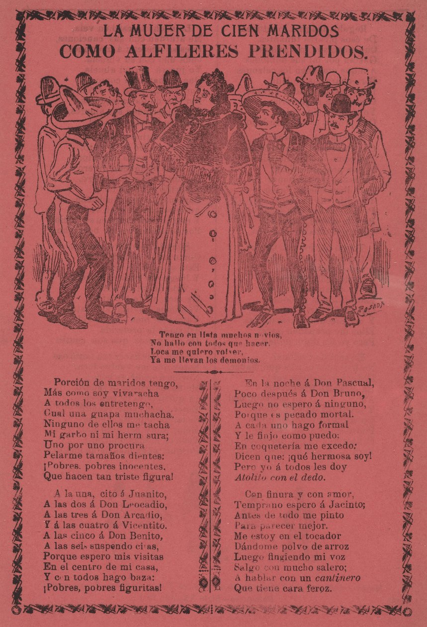 Die Frau mit hundert Ehemännern - Wie festgesteckte Nadeln de José Guadalupe Posada