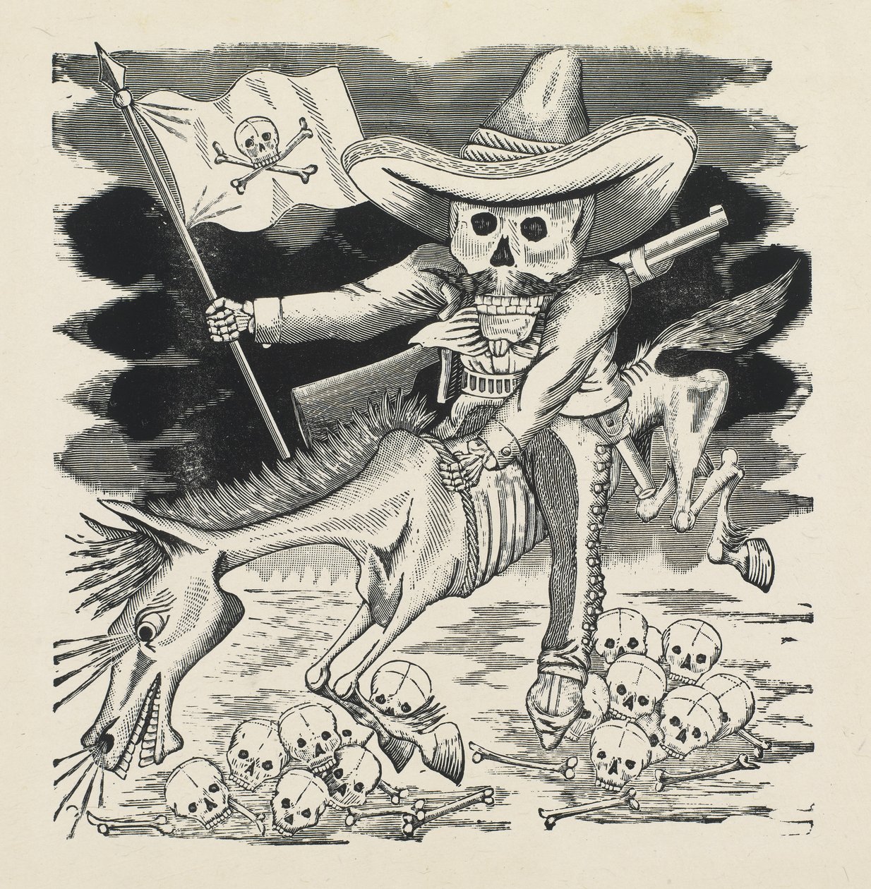 El gran cráneo de Emiliano Zapata, c.1911-16, impreso 1930 de José Guadalupe Posada