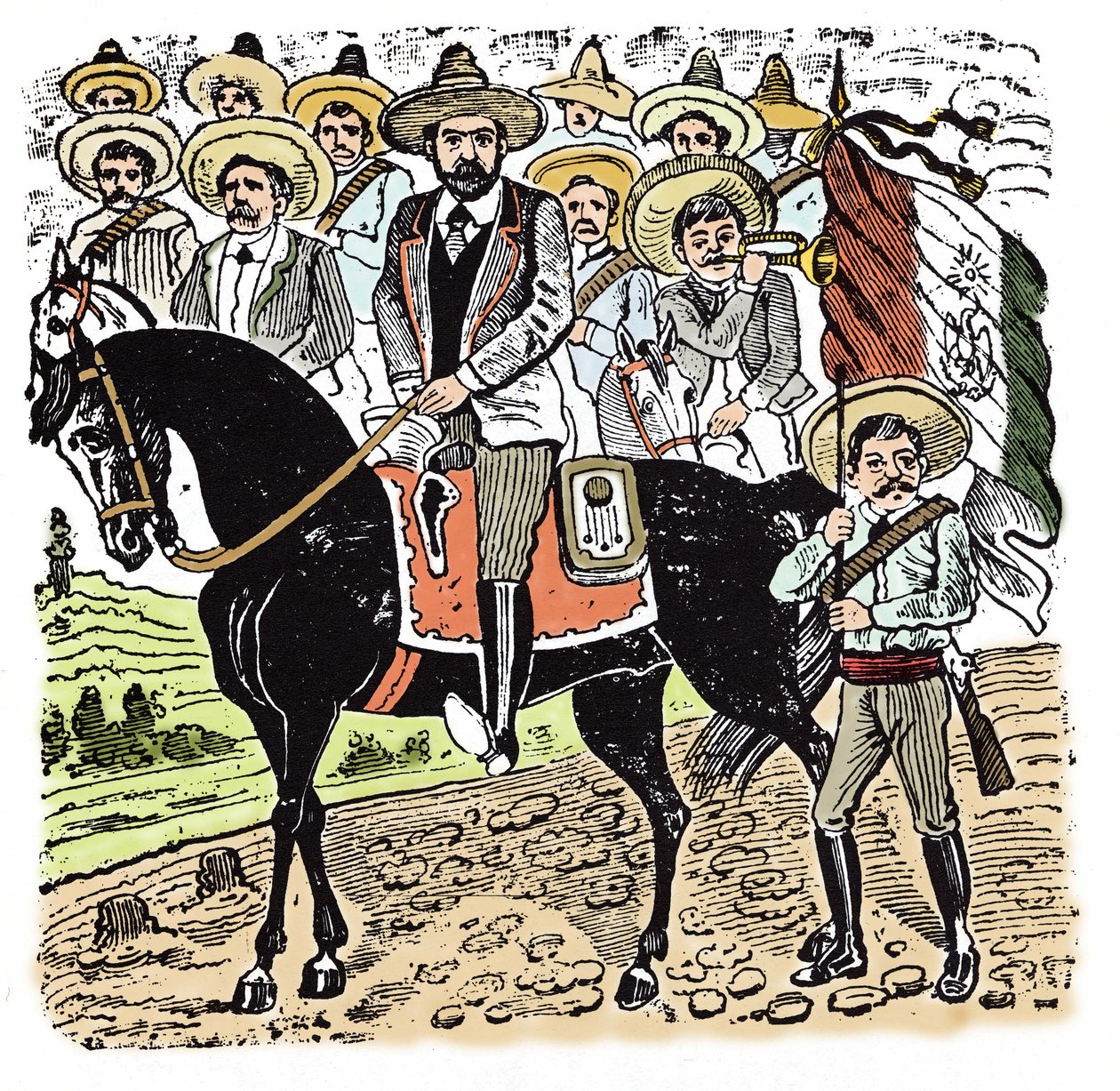 La Revolución Mexicana (1910-1920): Retrato de Francisco Indalecio Madero (1873-1913) revolucionario mexicano. Xilografía de José Guadalupe Posada (1852-1913) de José Guadalupe Posada