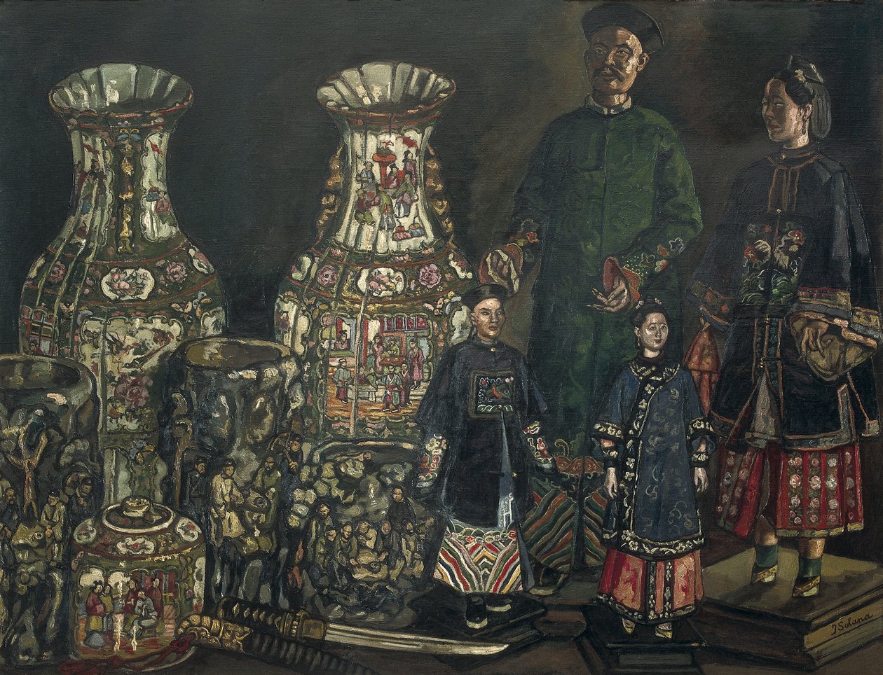 GUTIERREZ SOLANA, José (1886-1945). Chinos y Jarrones. 1927. Expresionismo. Óleo sobre lienzo. Colección particular de Jose Gutierrez Solana