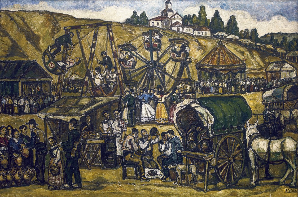 GUTIERREZ SOLANA, José (1886-1945). Fiesta en la pradera de San Isidro de Madrid. 1933. Óleo sobre lienzo. Colección particular de Jose Gutierrez Solana