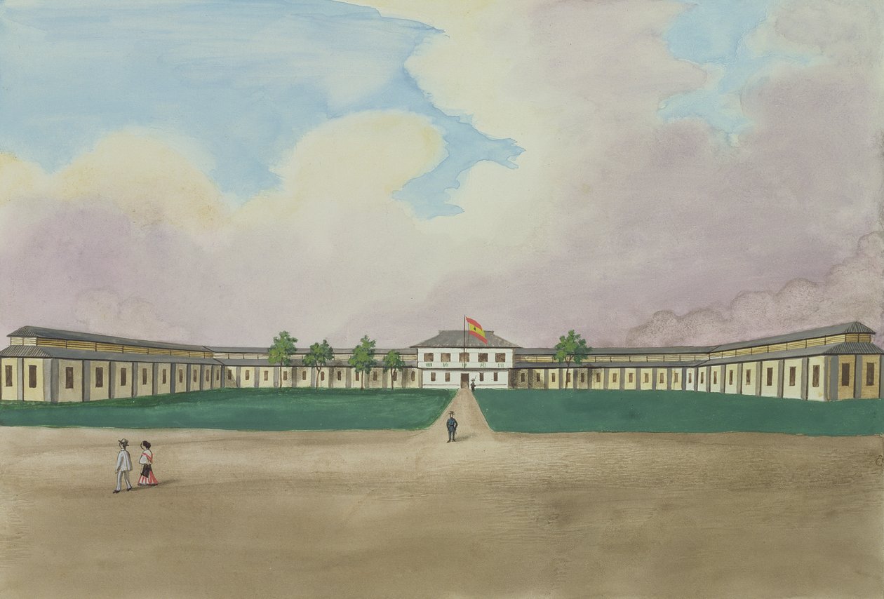La nueva fábrica de cigarros en Meisic, del Álbum Flebus de Vistas en y alrededor de Manila, c.1845 de Jose Honorato Lozano