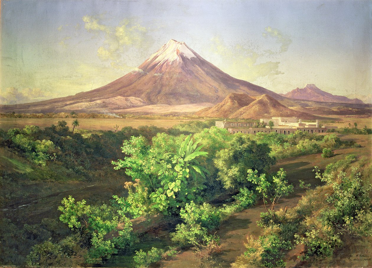 Un pequeño volcán en el campo mexicano de José María Velasco