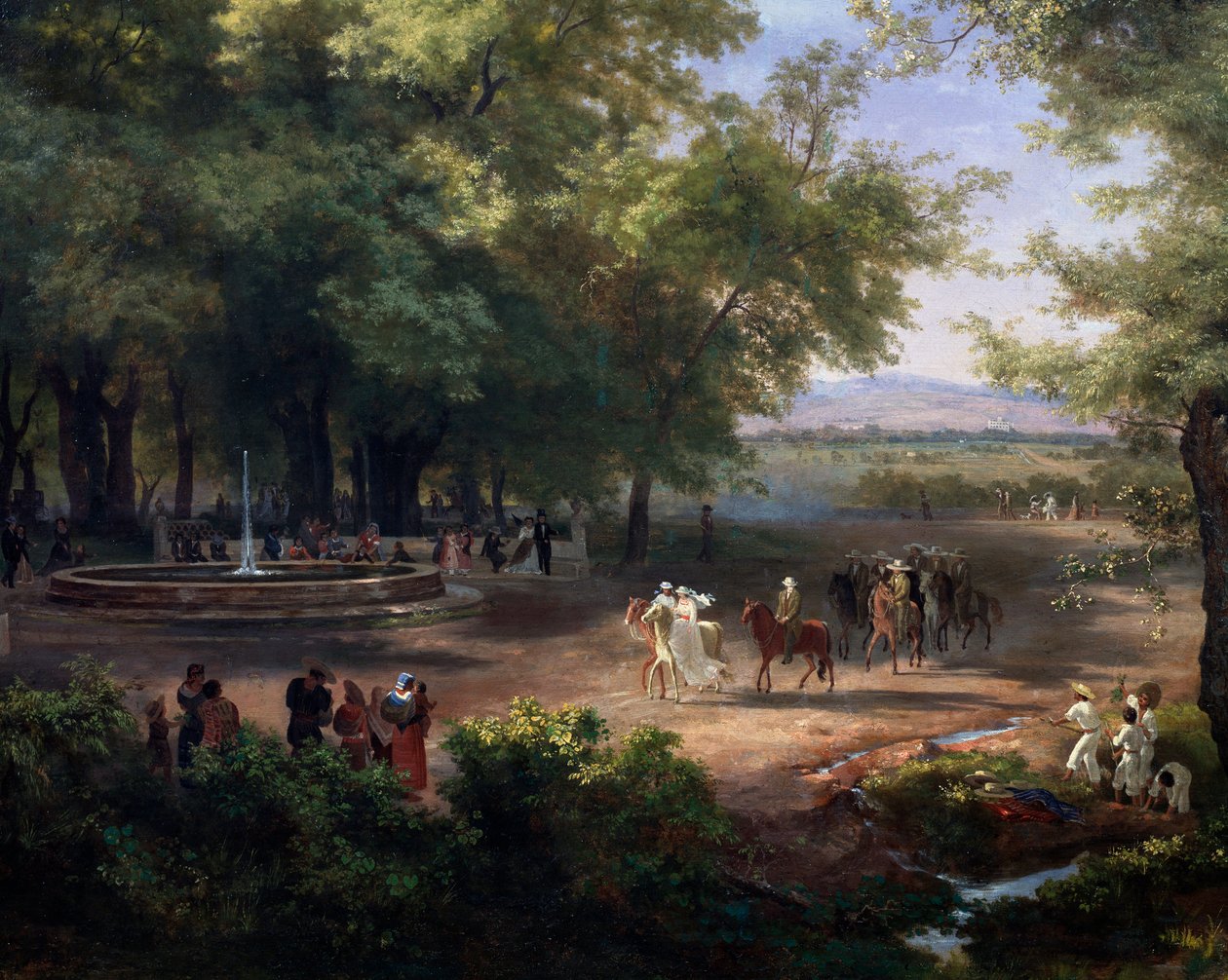 Paseo por la Ciudad de México, detalle de José María Velasco