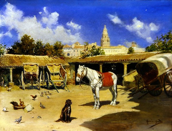 Un patio en Murcia, con torre de la catedral de Jose Marin Baldo