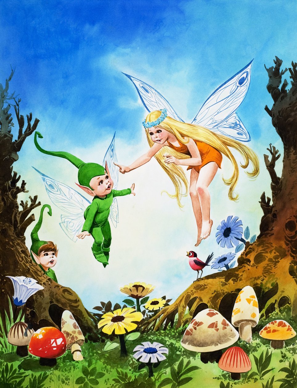 El duendecillo del arco iris (gouache sobre papel) de Jose Ortiz