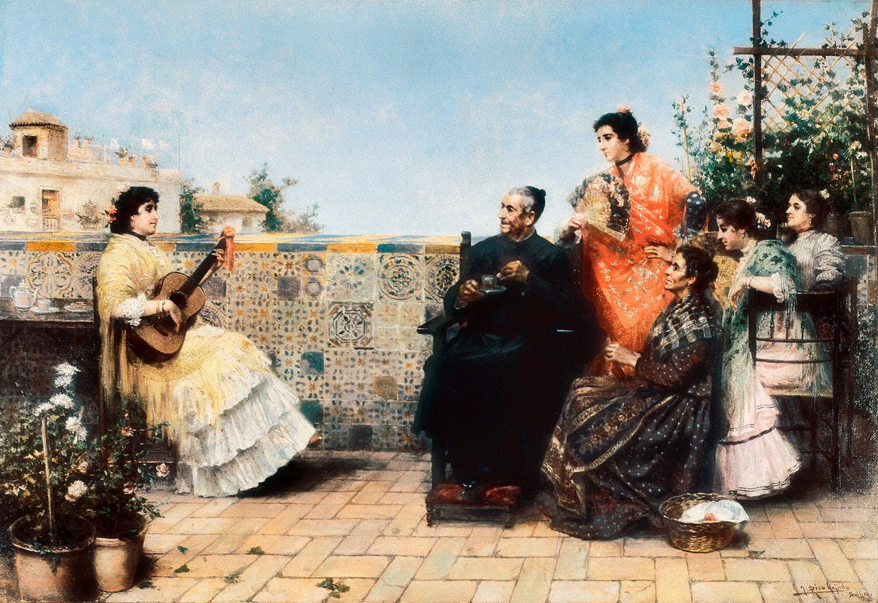 La visita del cura (Pintura, principios del siglo XX) de Jose Rico y Cejudo