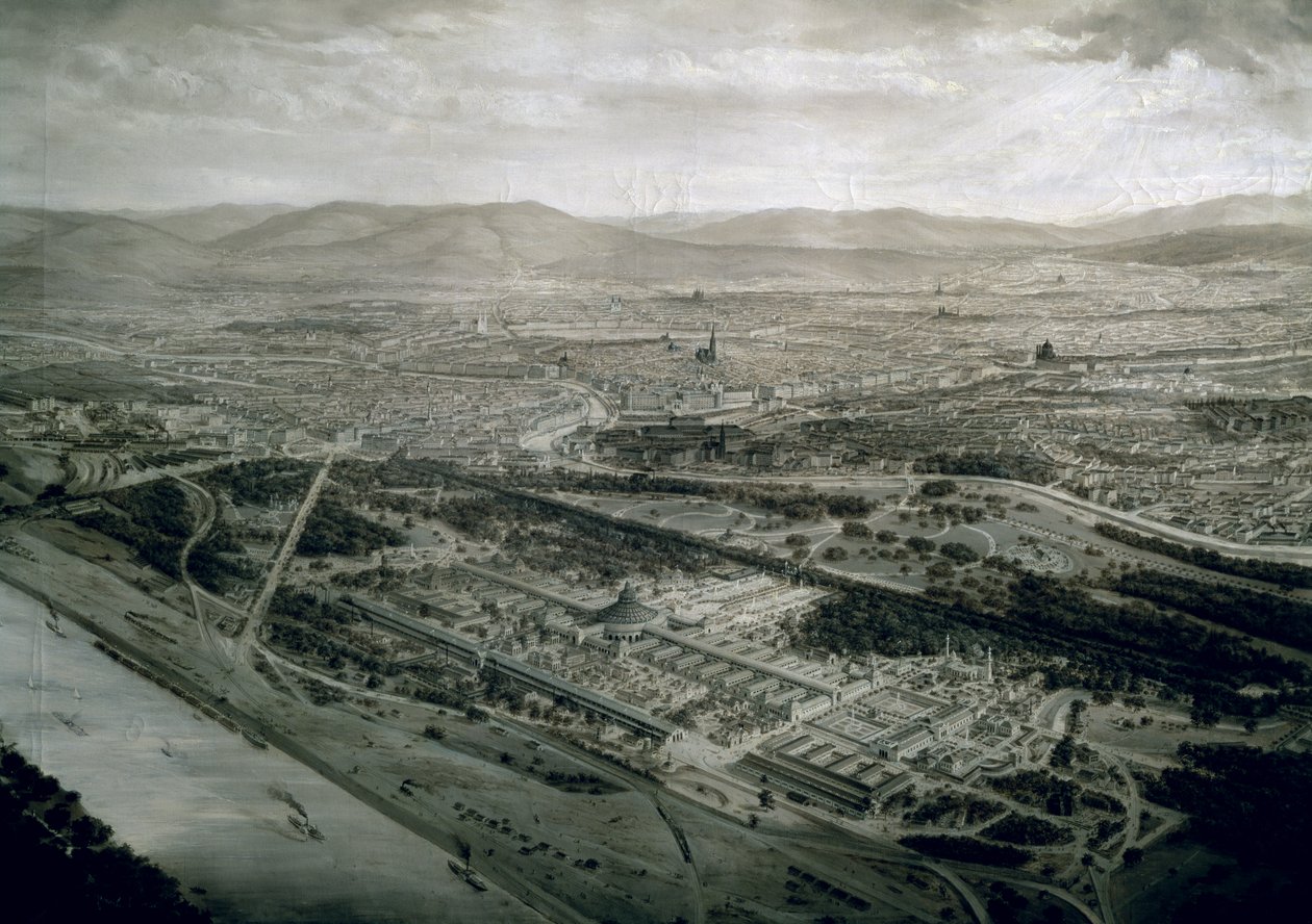 Vista de Viena en la época de la Exposición Mundial, 1873 de Josef Langl