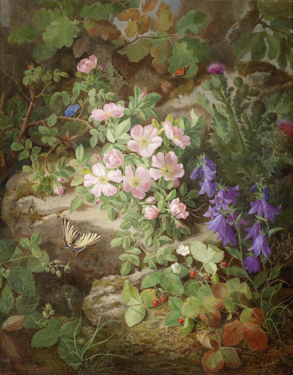 Gran naturaleza muerta con flores alpinas de Josef Lauer