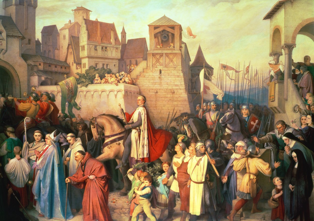 El duque Leopoldo el Glorioso (1176-1230) entra en Viena a su regreso de las Cruzadas de Josef Mathias Trenkwald