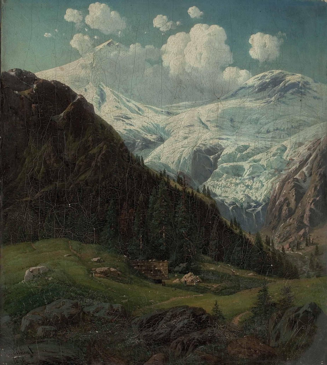 Alto alpino tirolés con vista al glaciar Hintertux de Josef von Schlogl