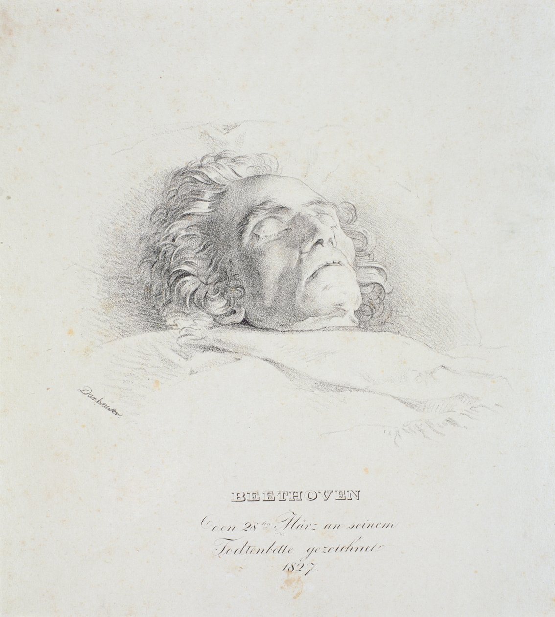 Ludwig van Beethoven (1770-1827) en su lecho de muerte, 28 de marzo de 1827 de Josef Danhauser