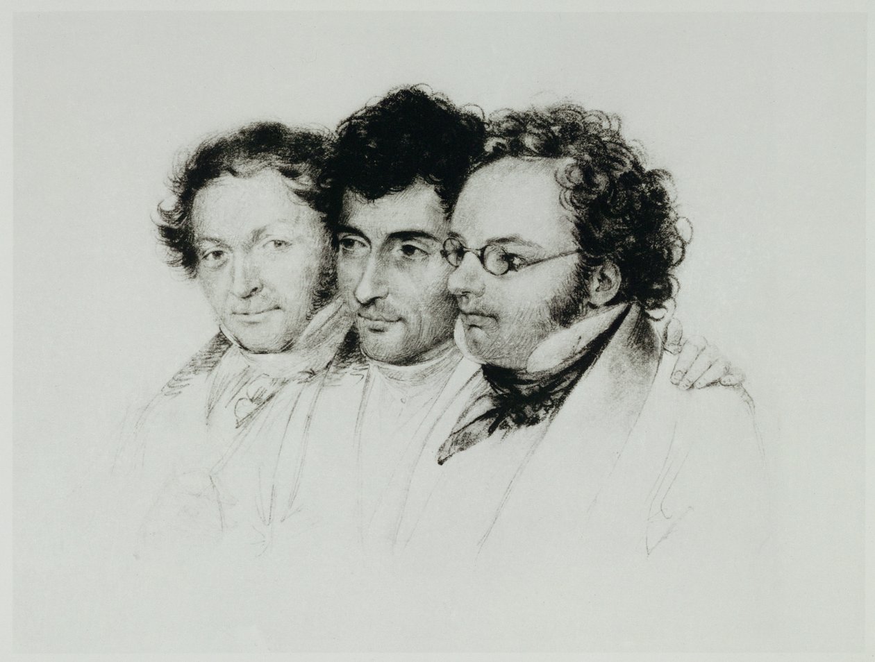 Johann Baptist Jenger, Anselm Huettenbrenner y Franz Schubert ... de Josef Eduard Teltscher