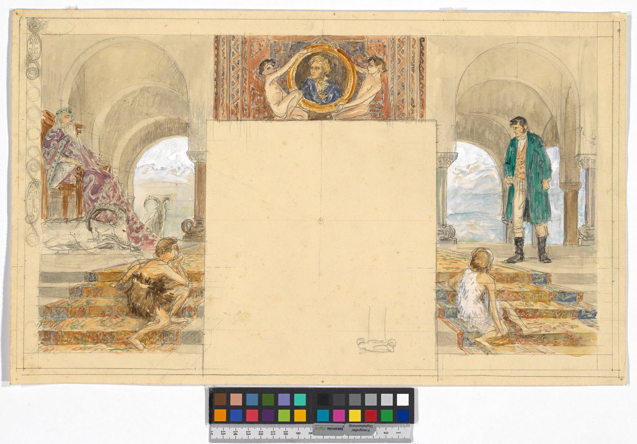 El rey de los Alpes y el misántropo (boceto para el ciclo de Ferdinand Raimund «El rey de los Alpes y el misántropo» en el castillo de Kogl, Attergau) de Josef Engelhart