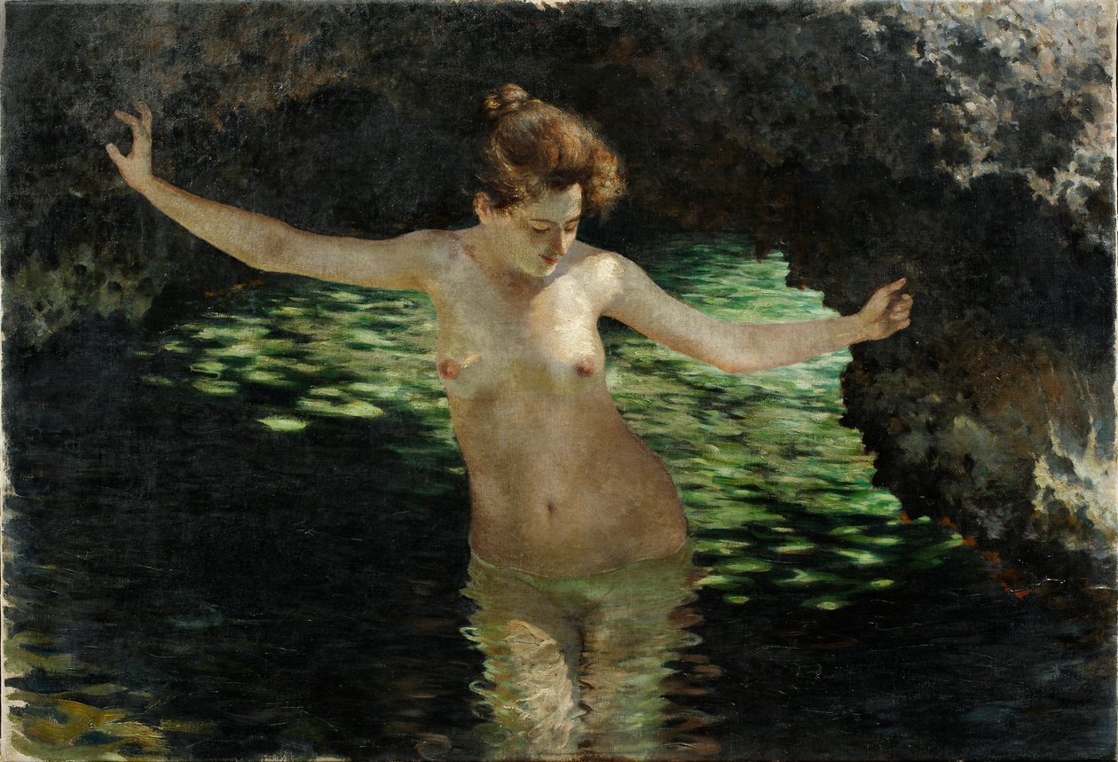 Lago del bosque - Bañistas de Josef Engelhart
