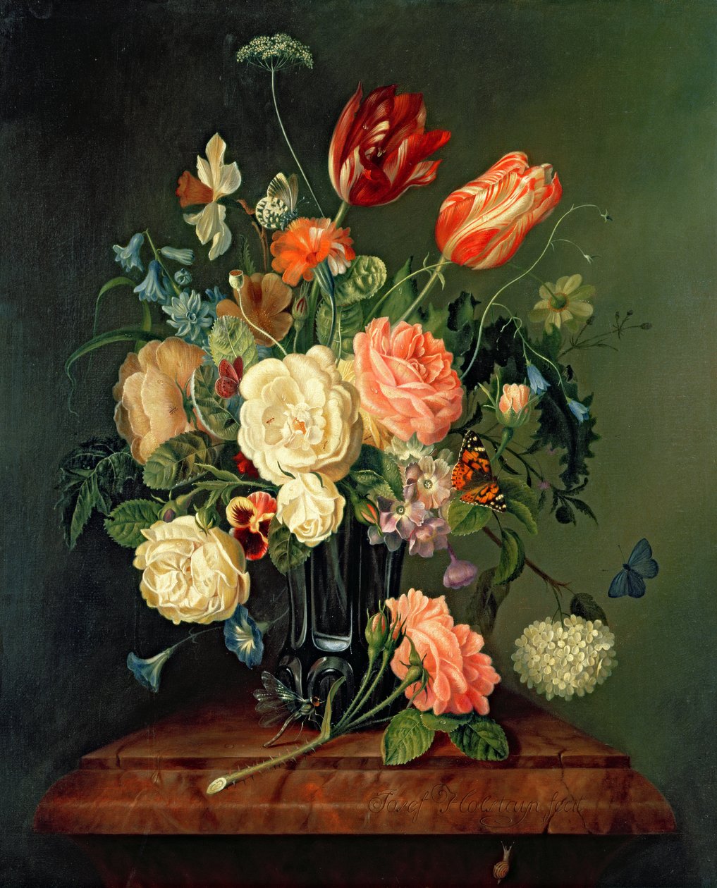 Naturaleza muerta con flores mixtas de Josef Holstayn