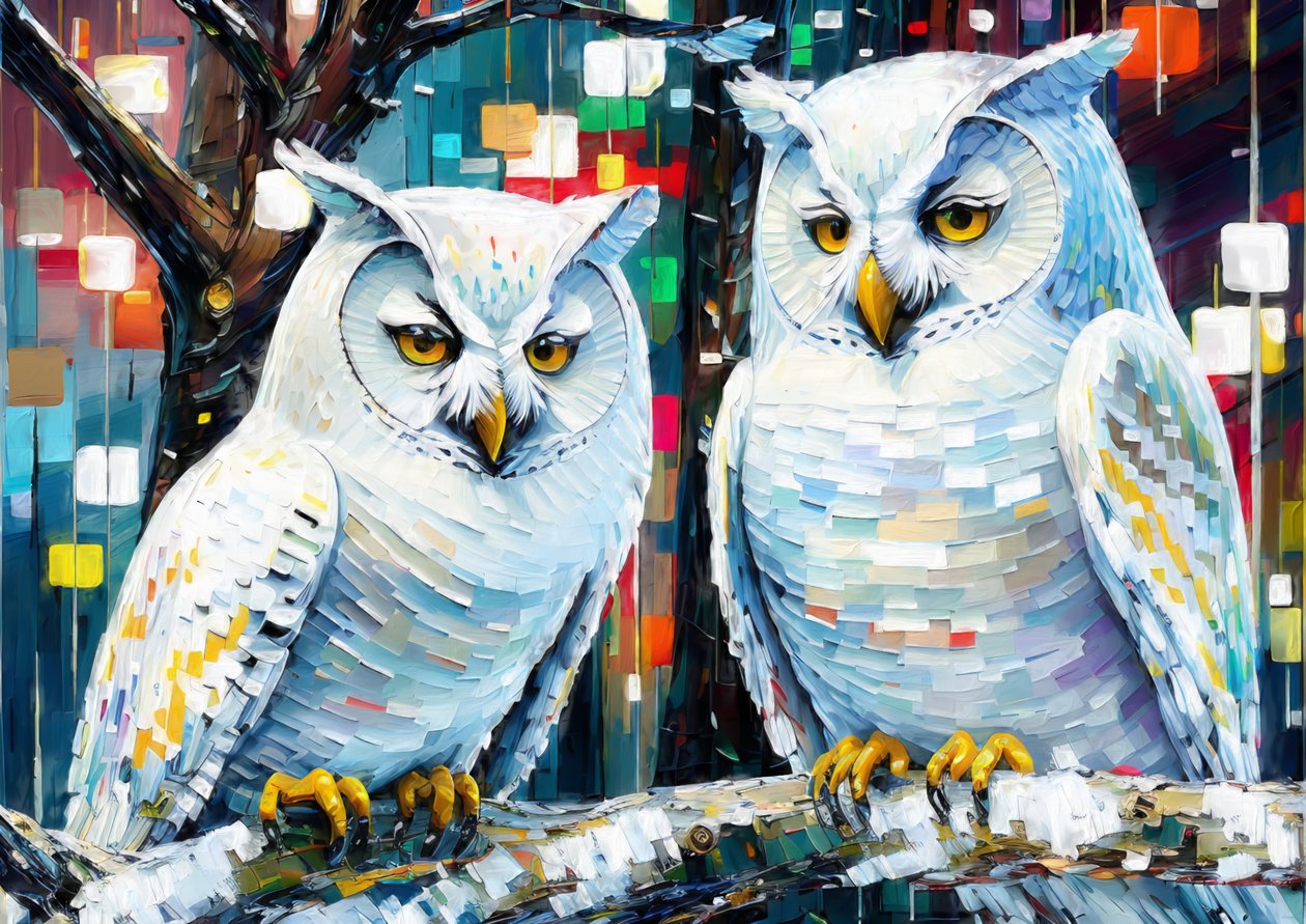 Animales: Lechuza blanca 1 de Josef Johann Michel