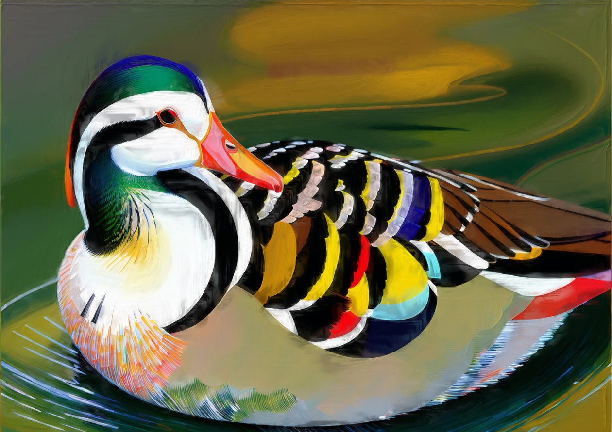 Animales: pato mandarín 3 de Josef Johann Michel
