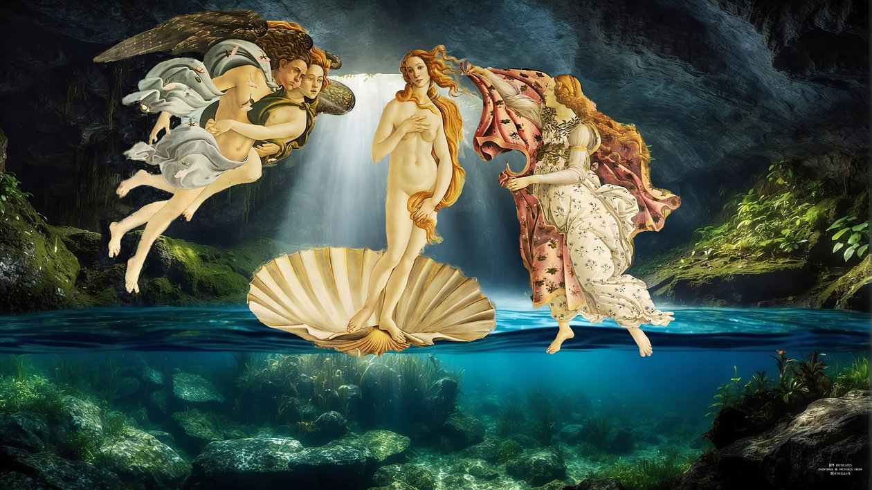 JJM-recreate_Botticelli-S_Die Geburt der Venus _bajo el agua de Josef Johann Michel