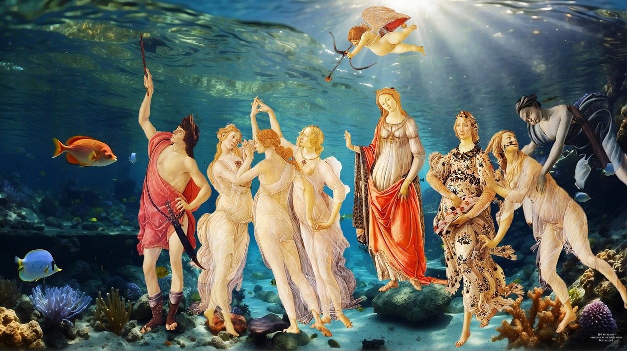 JJM-recrear_Botticelli-S_La Primavera_bajo el agua de Josef Johann Michel