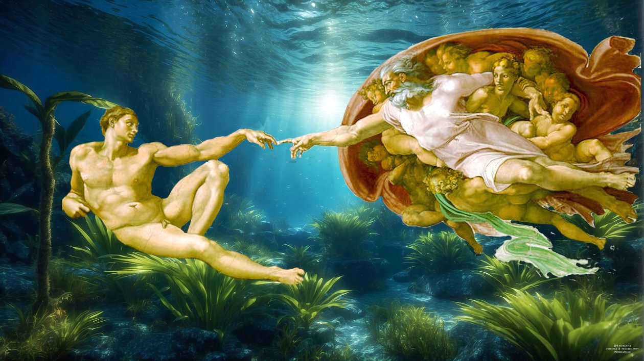 JJM-recrear_Michelangelo_La creación de Adán_bajo el agua_05 de Josef Johann Michel